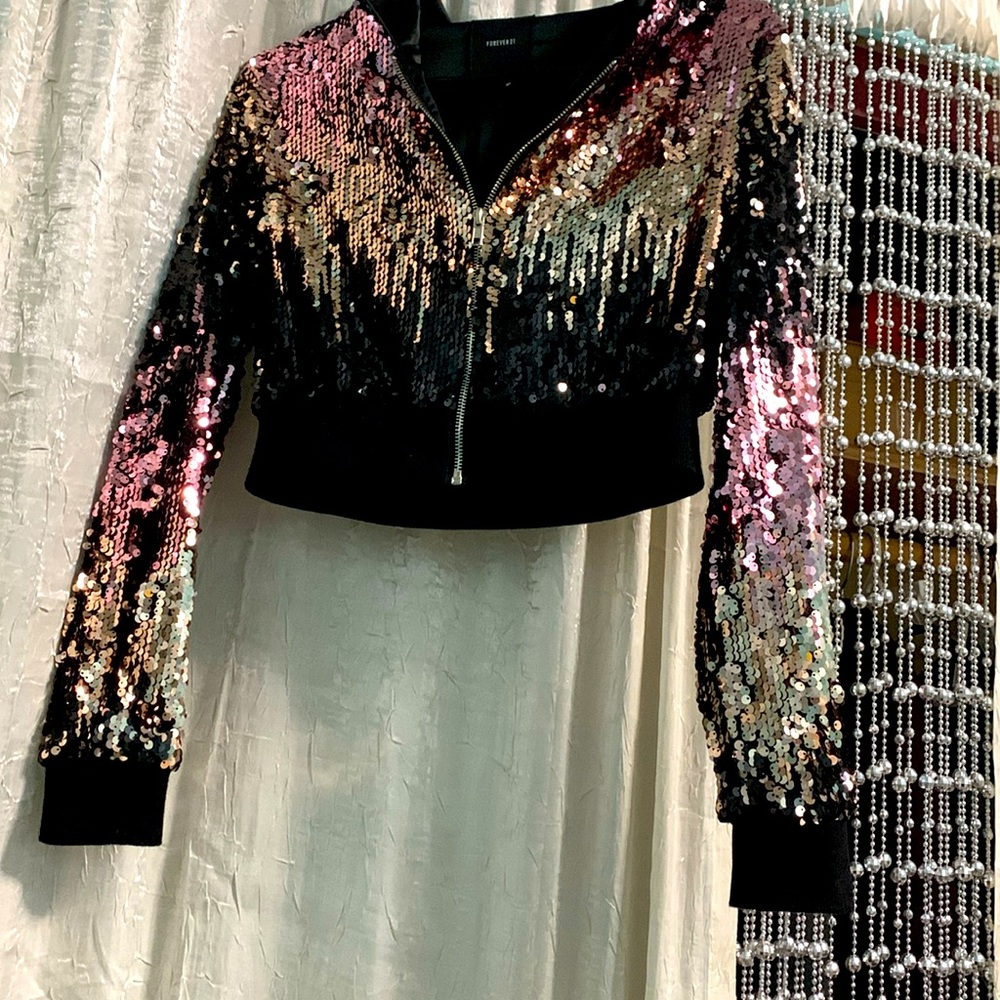 NWOT Sequin Cropped Jacket size S